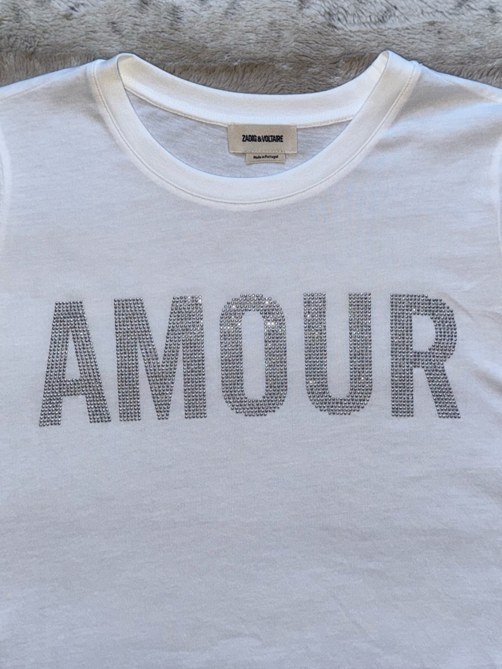 NWT💕Zadig & Voltaire Woop Amour Strass T-Shirt in BLANC Size XS - Picture 7 of 13